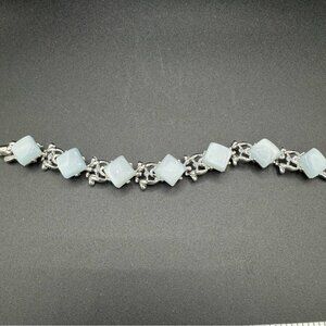 Vintage 1950s Coro Thermoset in Icy Blue Chunky Link Bracelet 7.5in